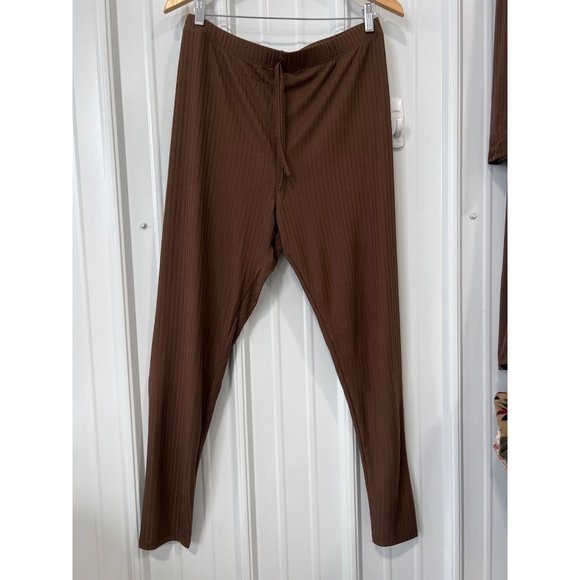 Capella Ribbed 2 Piece Cardigan and Leggings Set Womens 1XL Brown Polyester NEW - Picture 4 of 6